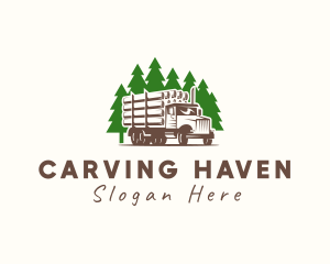 Forest Logging Truck logo design