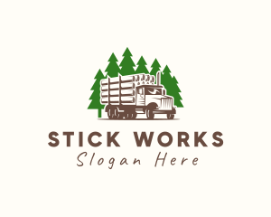 Forest Logging Truck logo design