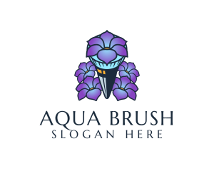 Makeup Brush Flower logo design