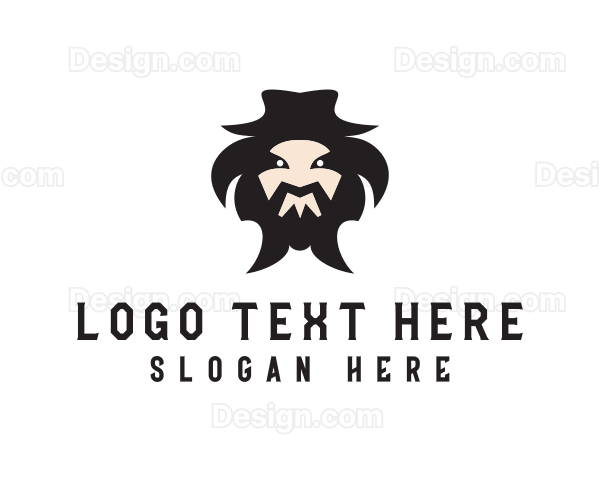 Mongolian Man Beard Logo