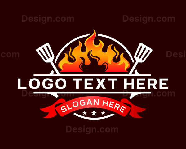 Flaming Spatula Barbeque Logo