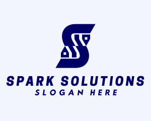 Blue Subdivision Letter S logo design