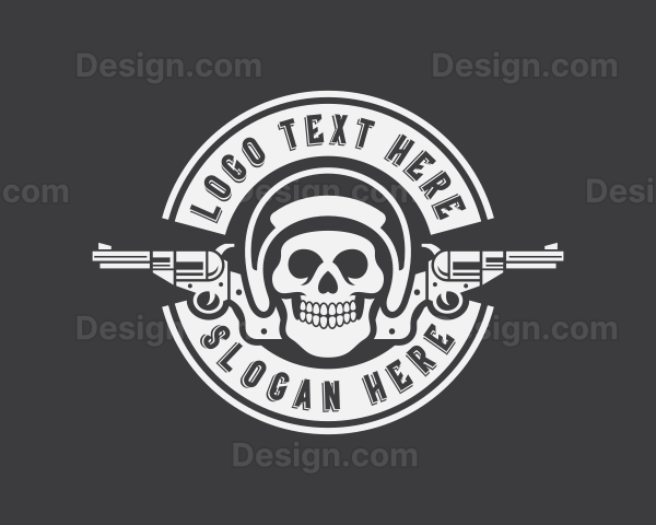 Skull Revolver Firearm Logo