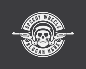 Skull Revolver Firearm Logo