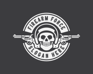 Skull Revolver Firearm logo design