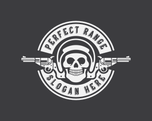 Skull Revolver Firearm logo design