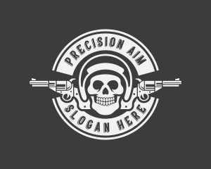 Skull Revolver Firearm logo design