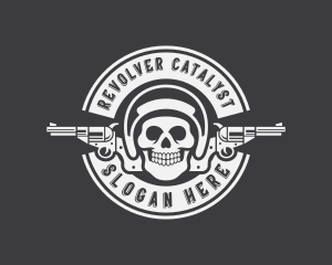 Skull Revolver Firearm logo design