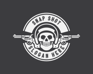 Skull Revolver Firearm logo design