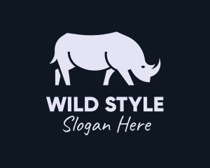 Gray Wild Rhinoceros logo design