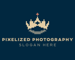 Pixel Crown Cross logo design