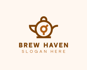 Brown Teapot Clock  logo design