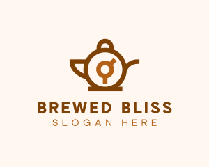 Brown Teapot Clock  logo design