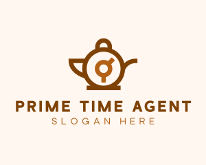 Brown Teapot Clock  logo design