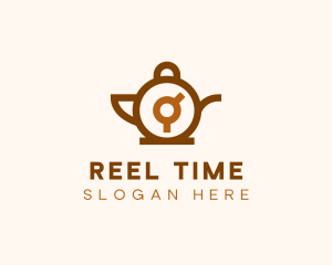 Brown Teapot Clock  logo design