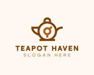 Brown Teapot Clock  logo design