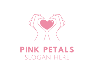 Pink Heart Hands logo design