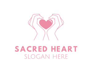 Pink Heart Hands logo design