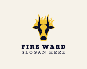 Grill Cow Fire logo design