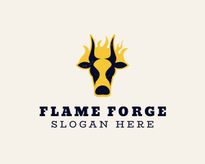 Grill Cow Fire logo design