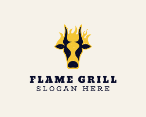 Grill Cow Fire logo design