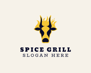 Grill Cow Fire logo design