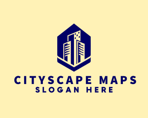 Blue Building Cityscape logo design