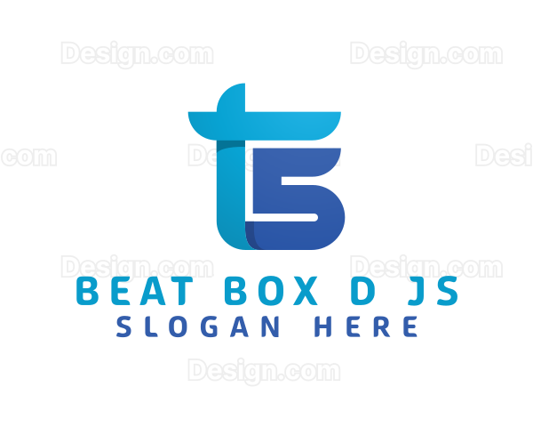 Blue Letter TS Monogram Logo
