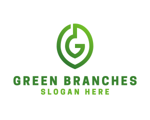 Green G Leaf  logo design