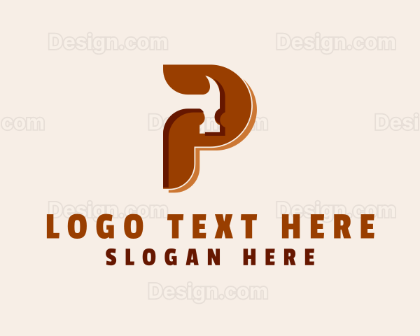 Carpentry Hammer Letter P Logo