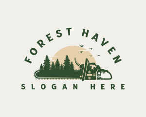 Chainsaw Forest Logging logo design