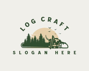 Chainsaw Forest Logging logo design