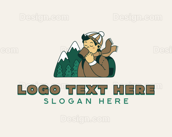 Mountain Glamping Camper Logo