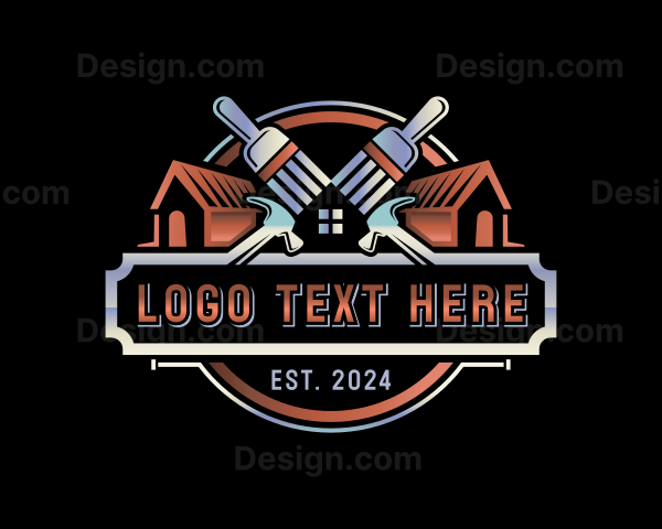 Hammer Paint Brush Carpentry Logo