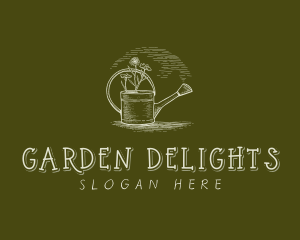 Floral Watering Can  logo design