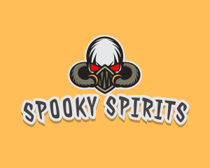 Skull Streamer Halloween logo design