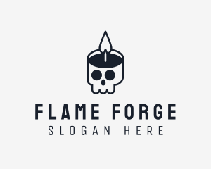 Skull Candle Flame logo design