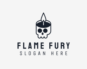 Skull Candle Flame logo design