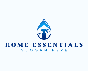 Spray Bottle Cleaning Droplet logo design