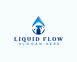 Spray Bottle Cleaning Droplet logo design