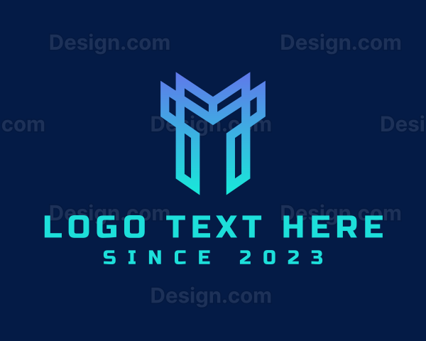 Geometric Cyber Helmet Logo