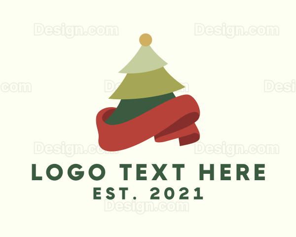 Holiday Christmas Tree Ribbon Logo