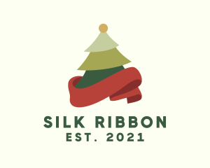 Holiday Christmas Tree Ribbon logo design