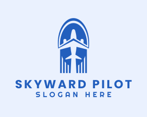 Blue Airplane Pilot logo