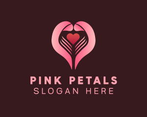 Pink Heart Hand logo design