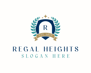 Regal Shield Wreath logo design