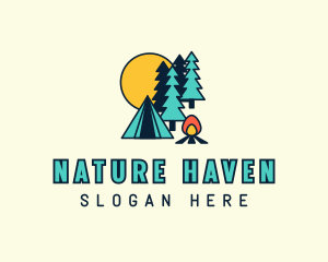 Night Forest Campsite logo design