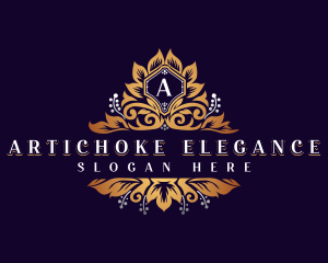 Elegant Floral Shield logo design