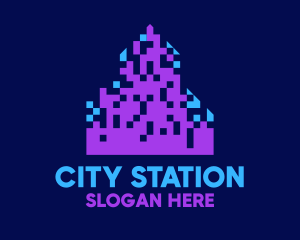 Pixel City Skyline logo design