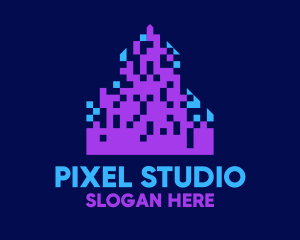 Pixel City Skyline logo design